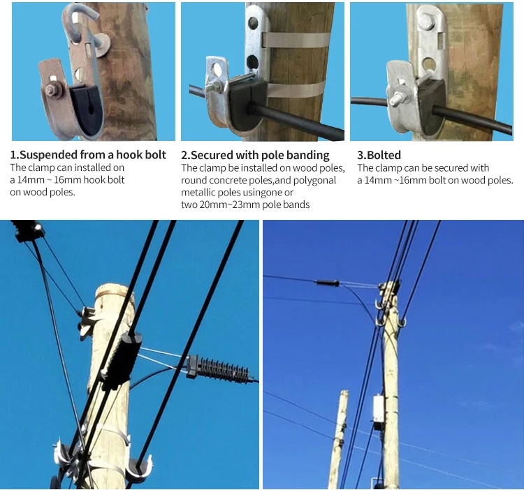 PA500 Overhead Soft Rubber TPR Material ADSS Cable Optical Fiber Suspension Nylon Clamp