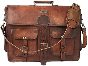 Quality 400g 14 Inch Vintage Handmade Leather Messenger Bag For Laptop Briefcase wholesale