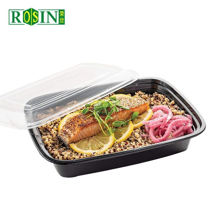 PET Black 800ml Takeaway Food Container Microwave Bulk Take Out Containers