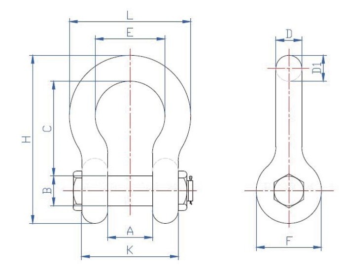 1 Inch WLL 8.5 Tonne Alloy Steel Safety Pin Shackle