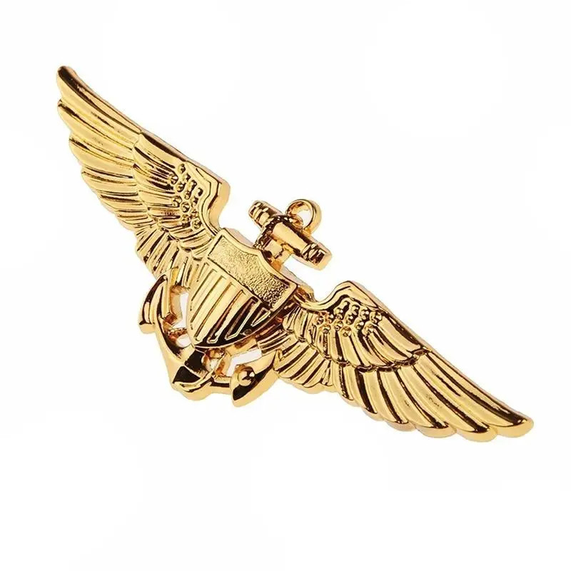 Custom Design Metal Enamel Pins Badges Gold Plating Engraved Airline Wings Pin Badge For Clothing