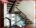 Straight Stringer Staircase VK07S Tempered Glass, 304 Stainless steel glass