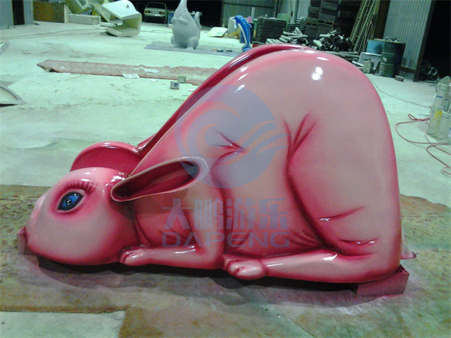 Animal Fiberglass Pool Water Slide 1.1m Height Rabbit Water Slide For Small Pool