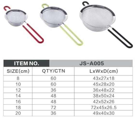 Kitchen uses conical premium stainless steel fine mesh food sieve strainer with handle