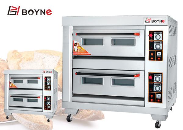Commercial Gas Deck Oven Stainless Steel Double Deck Four Trays Bread Baking