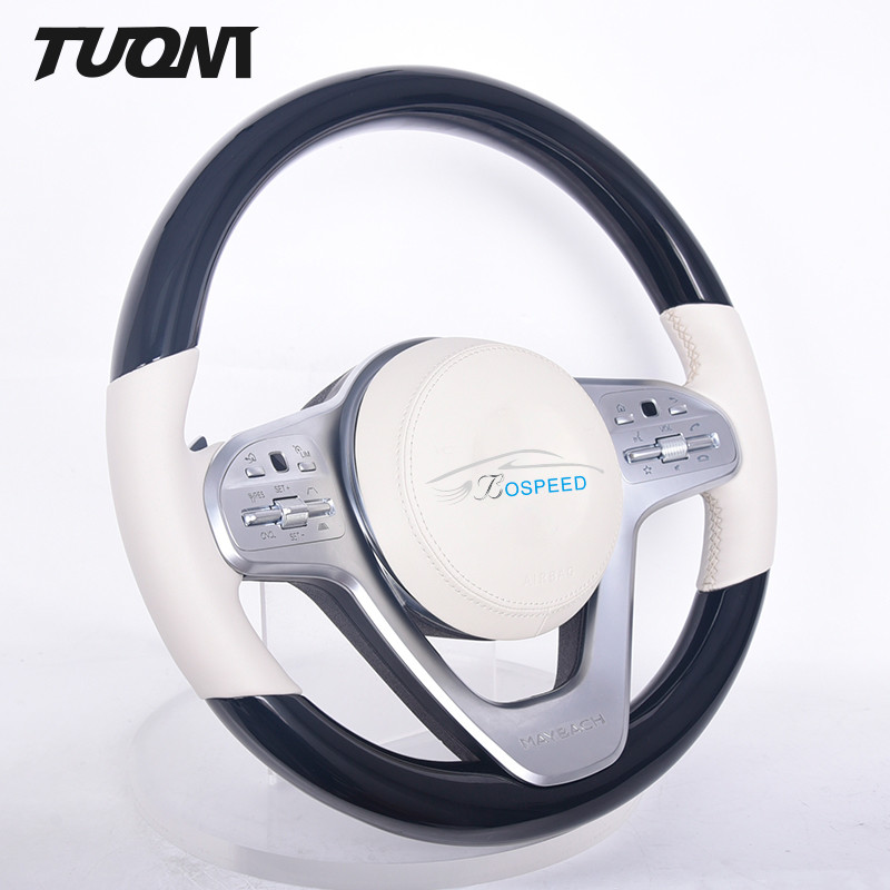 Round Mercedes Benz Steering Wheel Carbon Fiber Leather Soft Grip