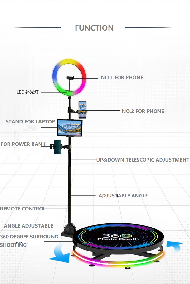 Live show wifi selfie ring light cabina de fotos photobooth 360 video booth camera 360 photo booth automatic rotation with stand