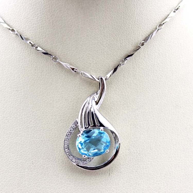 Women Jewelry 8mm x10mm Garnet Cubic Zircon Pendant Necklace (P36 )