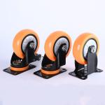 32mm Thickness PVC/PU Industrial Furniture Trolley Orange Single Bearing Castor