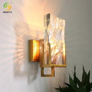 Quality Gold Metal Clear Crystal Wall Lamp Nordic Bedroom Ice Cube Decorative wholesale
