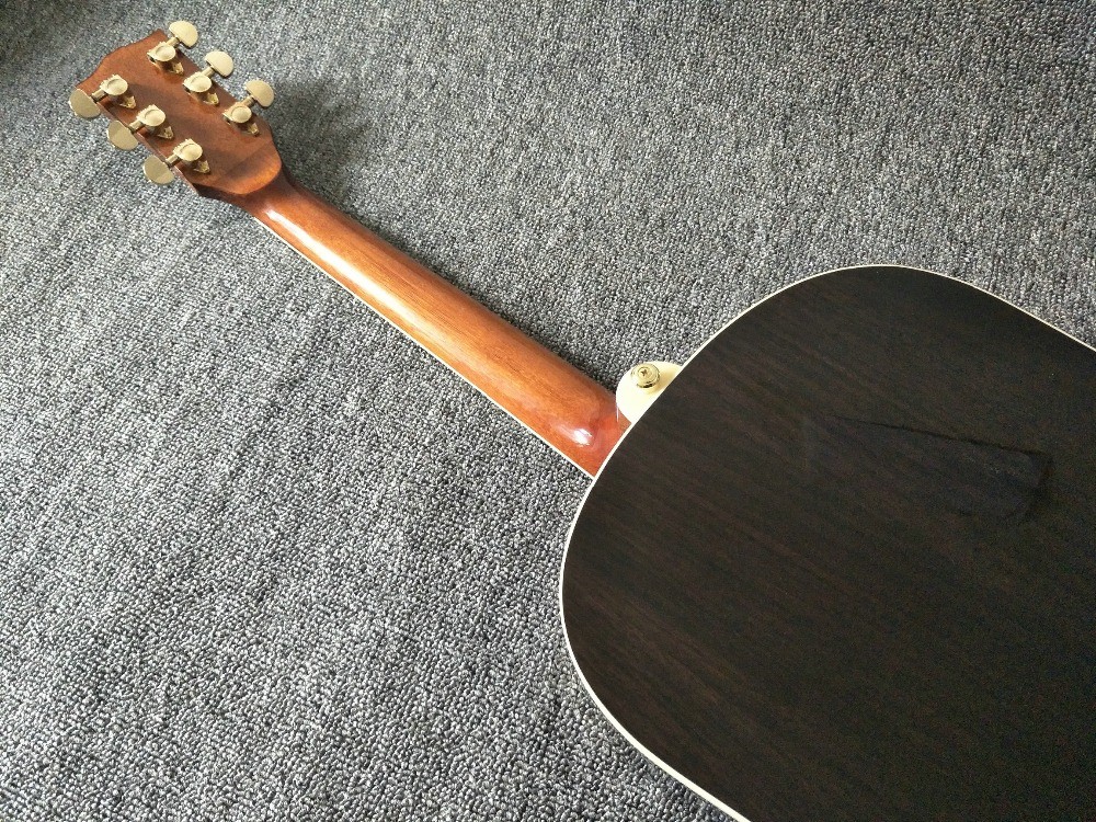 Guitar Factory Customization Acoustic Guitar Vintage Top AAA Sitka Solid Spruce Body Guitar with Fishman pickups