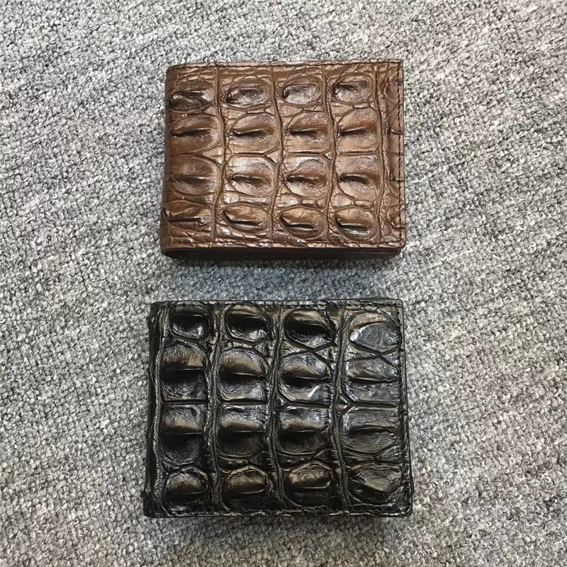 Authentic Exotic Real Alligator Leather Men's Short Card Holders Genuine Crocodile Skin Male Small Bifold Wallet