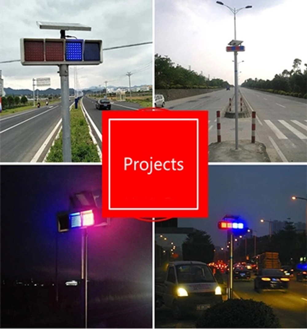7W Road Construction Warning Traffic Light Solar Powered CE ROHS Approval