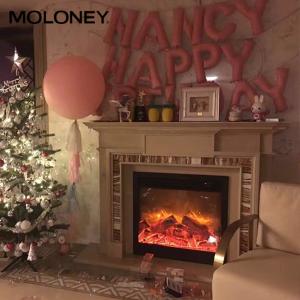 750mm Built In Electric Fireplace Classic Wood Burning Flame 2 Levels Adjustable Heating