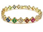 Rainbow Brass Gold Tennis Bracelet OEM ODM Cubic Zirconia Tennis Bracelet