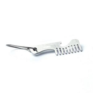 Quality Cool innovative men grooming supplier stainless steel engrave logo mini beard comb bottle opener keychain wholesale