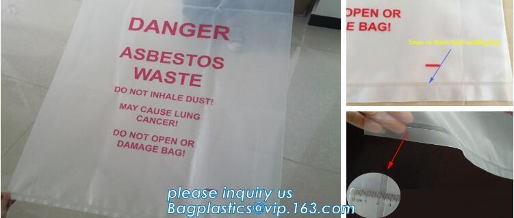 Hazardous Waste Yellow Plastic Bag Asbestos Garbage Bag,large size thicker LDPE asbestos remove bags,asbestos garbage ba