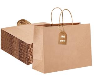 Quality Gravure Printing Flat Bottom Kraft Paper Bag for Merchandise Nature Clothes Shopping wholesale