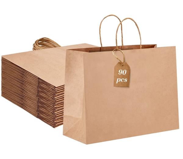 Gravure Printing Flat Bottom Kraft Paper Bag for Merchandise Nature Clothes