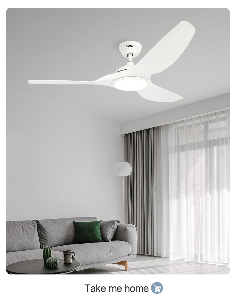 DC Motor 52 Inch ABS Blade Ceiling Fan with LED Light and Energy Saving Function