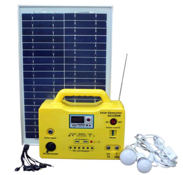 30W portable solar power system solar energy with radio , DC LED lighting with blue color africa market