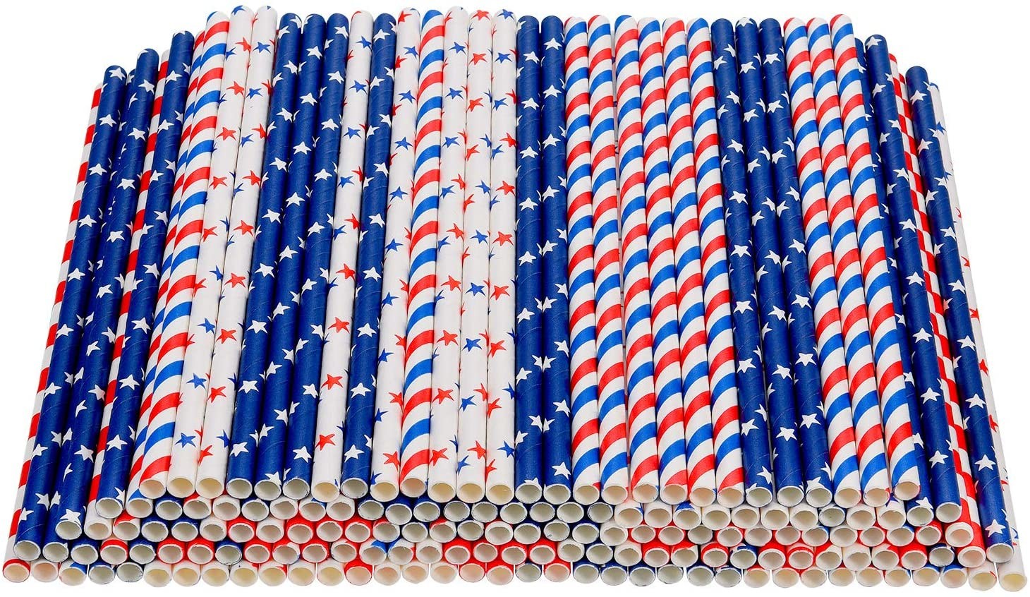 Biodegradable Patriotic Theme Foil Red White And Blue Paper Straws