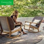 Set of Luxury Teak Wood Wicker Sofas for Garden Outdoor Hotels Villas Courtyards