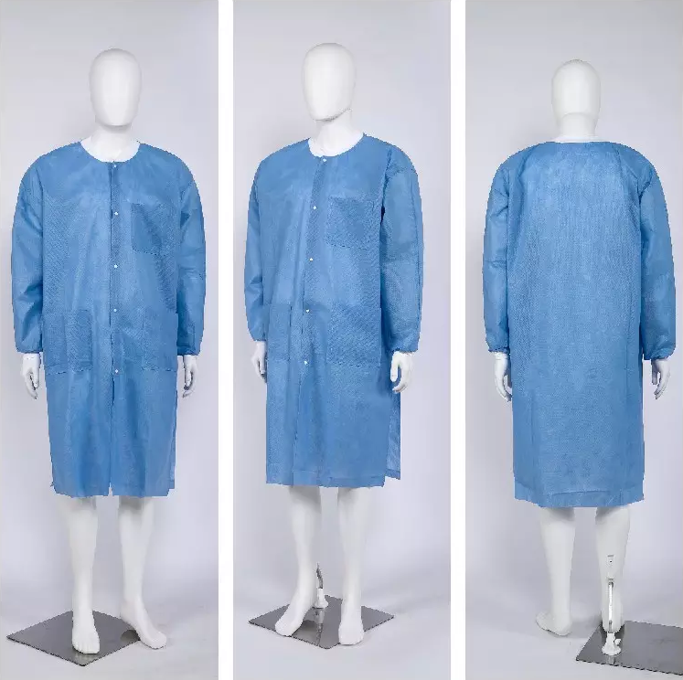 Stretchable Disposable Doctor Coat SMS Spunlace PP Disposable Medical Uniforms