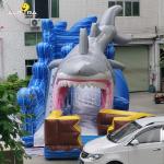 Blue Shark Inflatable Water Slide Bounce House For Birthday Celebrations