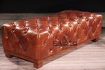classic old style antique club rectangle leather ottoman