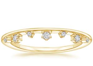 Quality Aalternating Sizes 14K Yellow Gold Jewelry Ring With 0.15ct VS1 2mm Natural Diamond wholesale