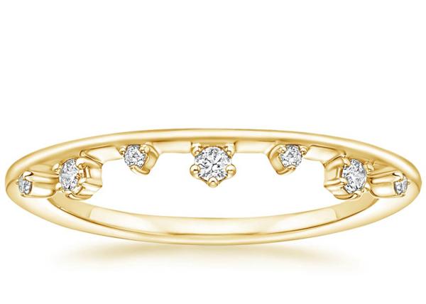 Aalternating Sizes 14K Yellow Gold Jewelry Ring With 0.15ct VS1 2mm Natural