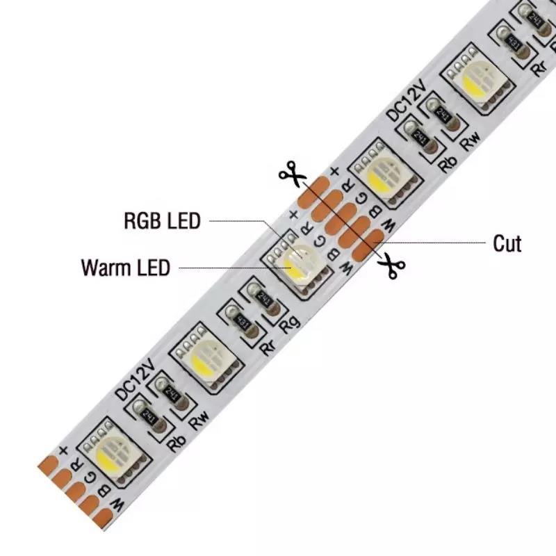 Holiday Light DC 24V 5050 LED Strip 12mm RGBCW RGBW RGBCCT 5 In 1 Waterproof 12V SMD
