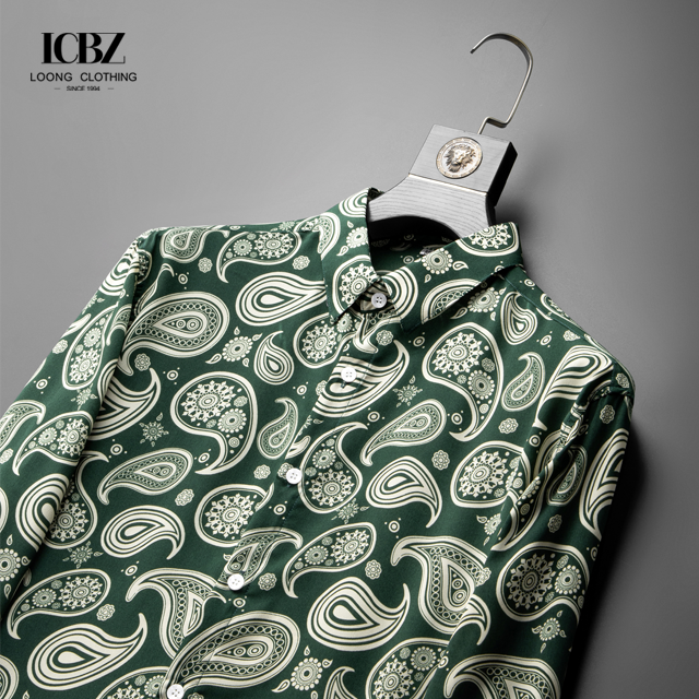 Stylish Men's Long Sleeve Shirt Casual Cotton Fabric with Letter Print in Large Size