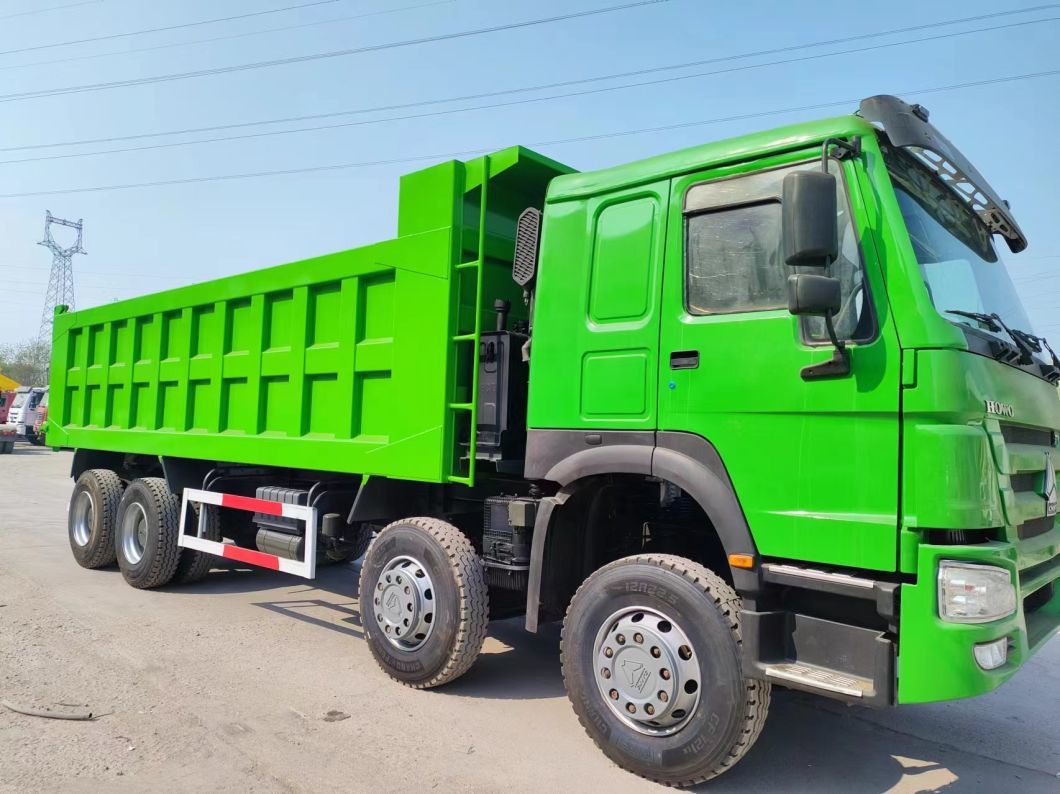 Loading Capacity Tipping Trucks Green Color. Sinotruk HOWO 8*4 Dump Truck Secondhand Truck
