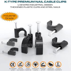 Quality Cable Clips (Wire Clips, Nail Clips), Polyethylene, Black/White, U-Shaped, K-Type, 4mm~32mm, For Cable Management wholesale