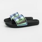 Lady OEM Slip Resistant Black Flat Slide Sandals For Summer