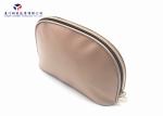 Semicircular Shape Leather Cosmetic Bag Black Oxford Cloth Lining Materials
