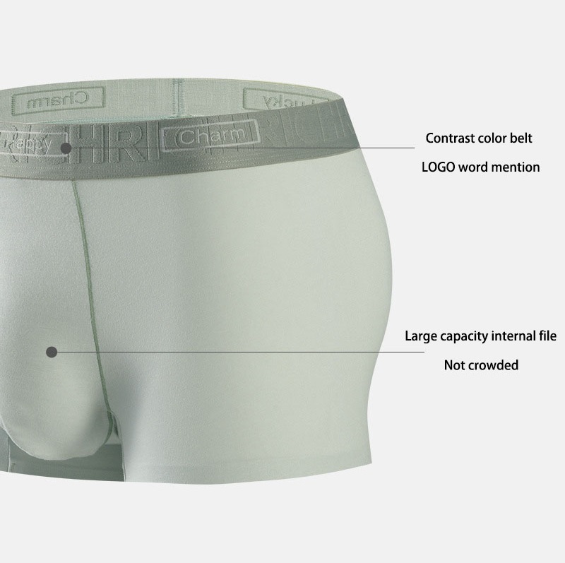 Modal Breathable Mid Waist Boxer Briefs Comfortable U Convex Men'S Underwear
