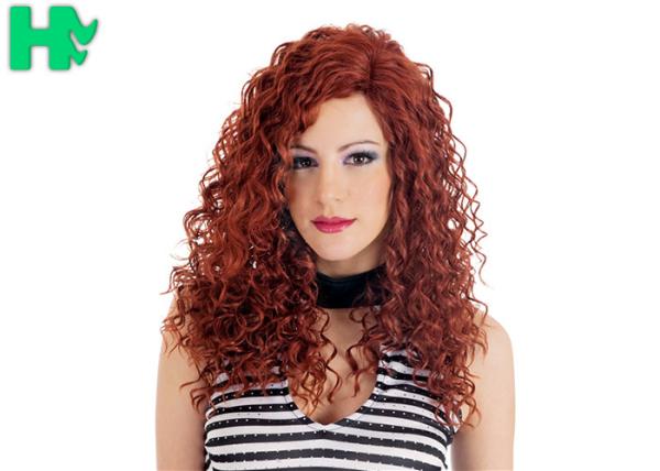 High Quality Synthetic Wigs Red Color No Lace Synthetic Curly Wigs Natural