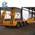 Truck Trailer Excavator Transporting Gooseneck Lowbed 3 Axles 60ton Low Bed