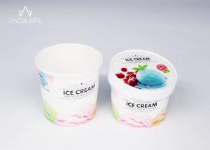 Quality Printed White Paper Disposable Ice Cream Cups With Paper Lids wholesale