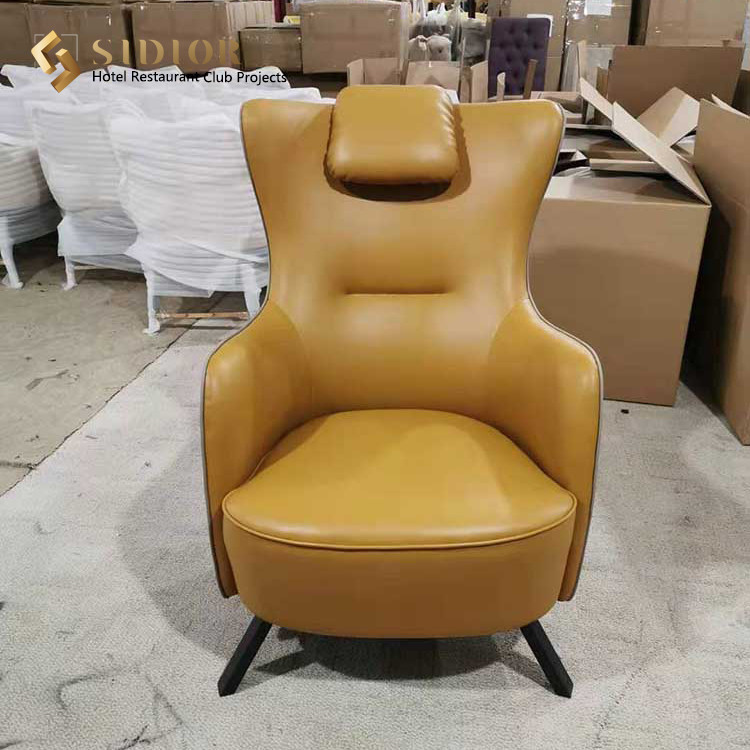 Modern Style Comfortable Living Room Chairs Leather Pu Armchair 86cm Length