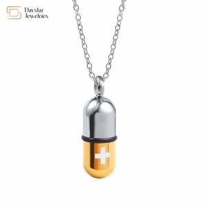 Quality Pill Capsule Removable Perfume Bottle Titanium Stainless Steel Necklace Urn Pendant wholesale