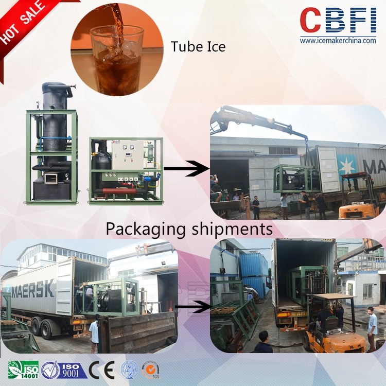 380V 50HZ 3P 304 Stainless Steel Cuboid Tube Ice Machine For Human Consumption