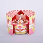 Double opening cylindrical drawer gift box, gold stamping jewelry circular box,