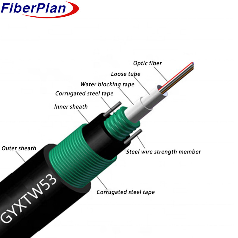 Direct Burial Fiber Optic Cable Steel Tape Armor GYXTW53