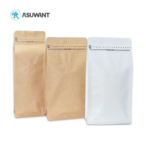 Quality Foil Lined VMPET Flat Bottom Kraft Coffee Bags With Valve wholesale