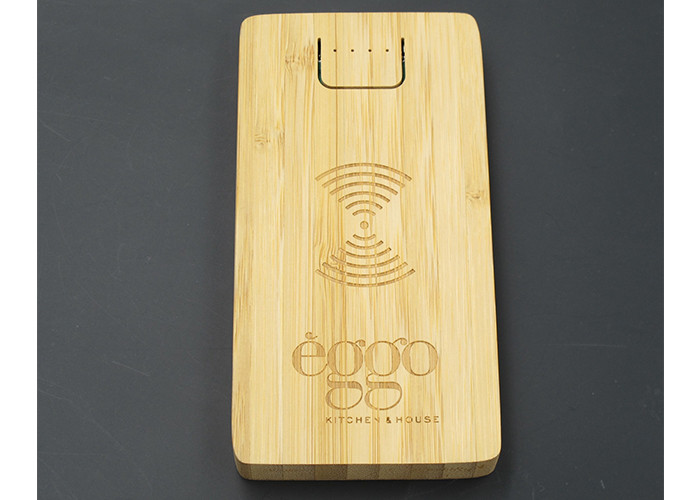Bamboo Wooden Wireless Power Bank Polymer Double U 8000mAh Big Capacity Fast Charger