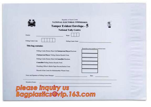 Opaque Tamper Evident Sealing Plastic Bank Money Steb Security Bag / Custom Self Adhesive Plastic Courier Bag, bagease